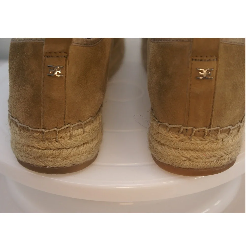Sam‎ Edelman Suede Espadrille Slip On Flats Tan Camel Jute Platform Womens 11